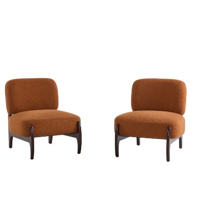 Christopher Knight Home Pawel Modern Rubberwood Boucle Upholstered Accent Chair (Set of 2)