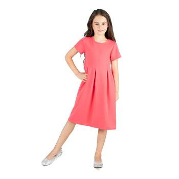 24seven Comfort Apparel Girls Short Sleeve Pleated Party Dress