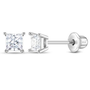 Girl's My First Princess Solitaire Screw Back Sterling Silver Earrings - In Season Jewelry - 1 of 4