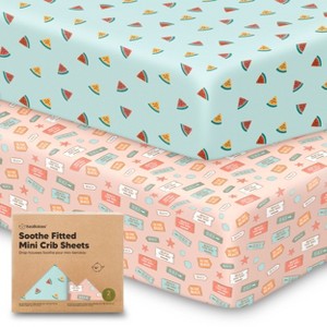 KeaBabies Mini Crib Sheets for Baby Girls, Boys, 2-Pack Soothe Pack and Play Sheets Fitted, Organic Pack N Play Mattress Sheet - 1 of 4