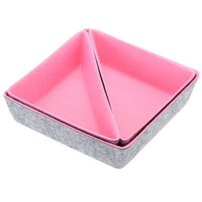 Unique Bargains Felt Square and Triangle Desk Drawer Organizers Tray 3 Pcs