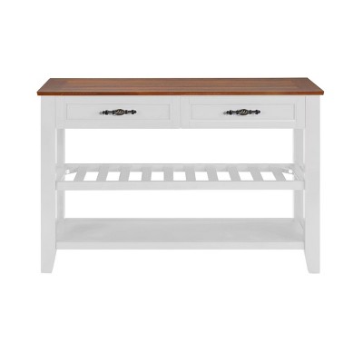 GlasFlength Console Tables Retro Design Console with Two Open Shelves Table Entryway Table Display Shelf for Room, White, 42.01"*13.78"*29.92"