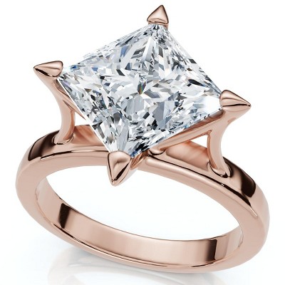 Pompeii3 Certified 3Ct Princess Cut Diamond Solitaire Engagement Ring 14k or Pt Lab Created