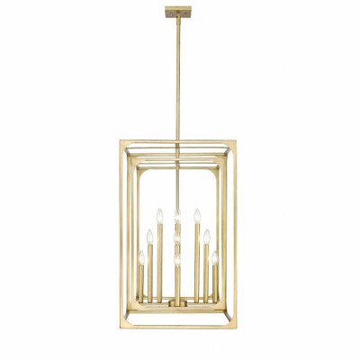 Rubbed Brass 12-Light Candle Chandelier with Openwork Frame