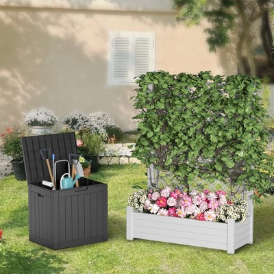 Dolonm 43.4"x18.3"x59.3" Mobile Garden Bed Planter w/Trellis for Grass, Lawn, Yard