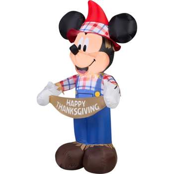 Gemmy Airblown Inflatable Mickey as Scarecrow Disney, 3.5 ft Tall, Multicolored