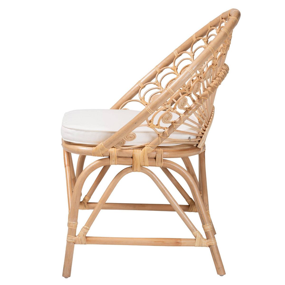 bali & pari Abriella Rattan Peacock Accent Chair Natural Brown: Handcrafted, Bohemian Design, No Assembly Required - thumbnail 4
