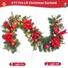 COZONY 6ft Christmas Garland with 20 LED Lights, Battery Operated Pre-Lit Garland with Flowers Berries Balls for Mantle Fireplace Stairs - 3 of 4