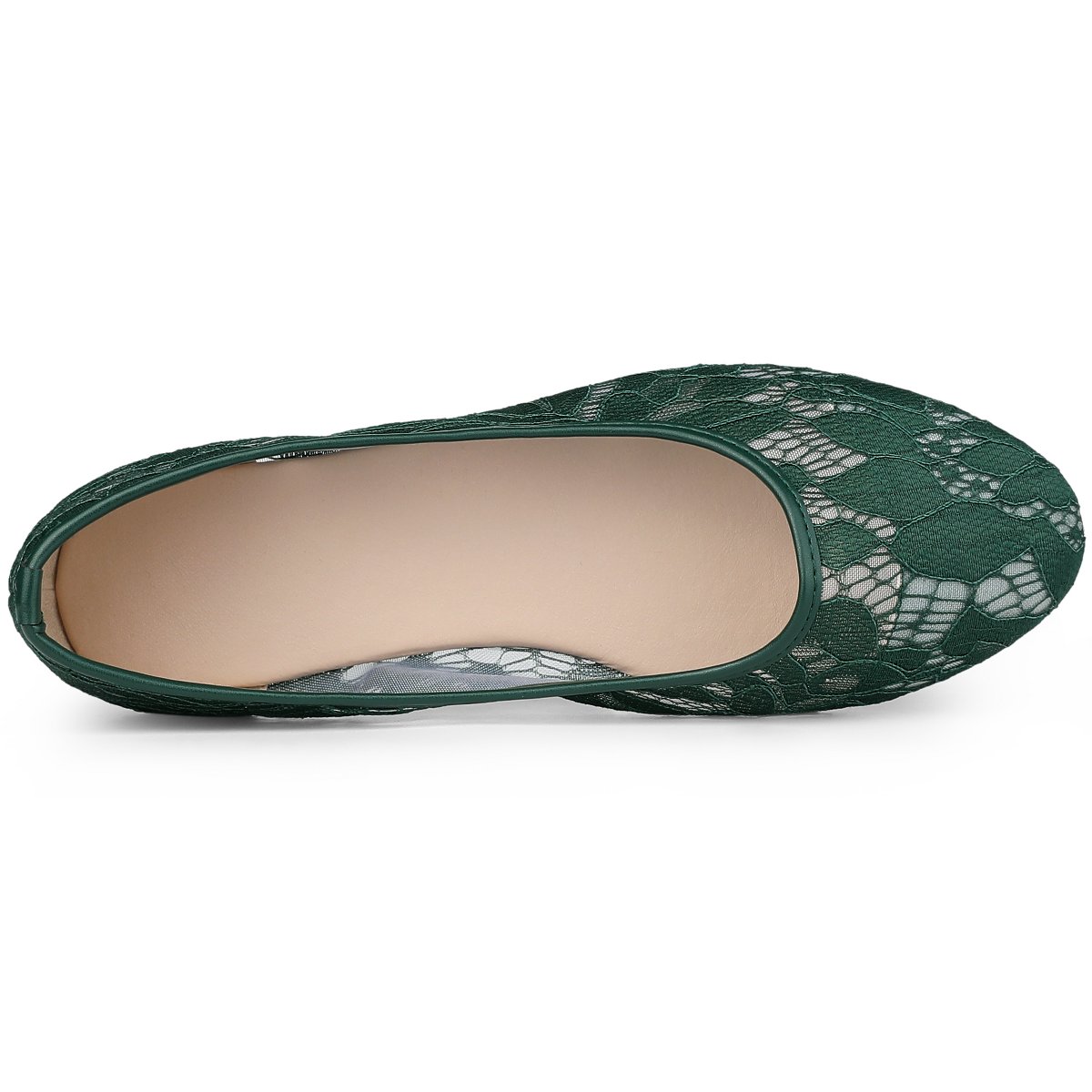 Обувь Allegra K Women's Mesh Floral Lace Round Toe Slip on Ballet Flats 10 Olive Green — фото 4