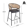 29.5" Modern Faux Leather Counter Stool Set of 2 with Rattan Backrest, Indoor Kitchen Seating for Kitchen Island or Home Bar-The Pop Home - 3 of 4