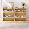 Rattan Shoe Storage Cabinet with 2 Flip Drawers, Free Standing Wooden Shoe Storage Organizer Cabinet - 4 of 4