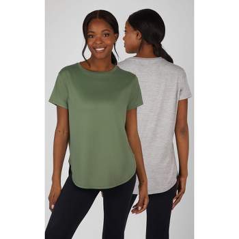 Yogalicious Womens Heavenly Ribbed Tara Cropped Short Sleeve Top With  Built-in Bra - Iceberg Green/white - Small : Target