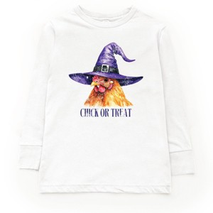 The Juniper Shop Chick Or Treat Watercolor Distressed Youth Long Sleeve Tee - 1 of 4