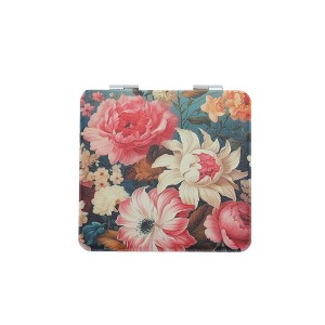 Unique Bargains Oil Painting Flowers Makeup Mirror Multicolor 1 Pc - 1 of 3