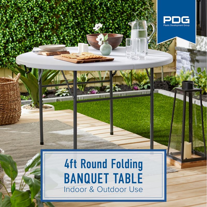 Plastic Development Group Round Folding Multipurpose Banquet Table with Secure Base for Indoor and Outdoor Events, 2 of 7