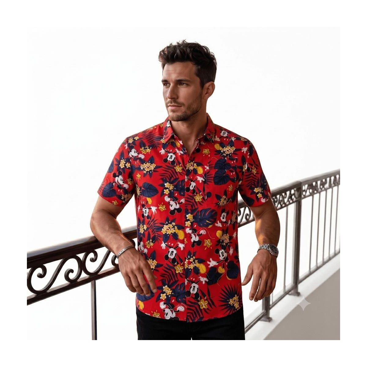 Mickey Mouse Floral Adult Casual Button Up Shirt - thumbnail 5