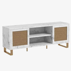 TV Stands for Living Room, TV Stand for 65 Inch TV,  White Modern TV Console Table, Television Stands with Storage, Low TV Console Media Cabinet - 1 of 4
