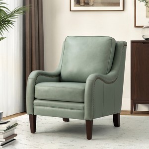 Regina 27.56" Wide Genuine Leather Armchair with Removable Cushions and English Arms  | ARTFUL LIVING DESIGN - 1 of 4
