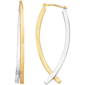 14k Two-Tone Gold 38mm Crossed Curves Hoop Earrings - 1 of 3