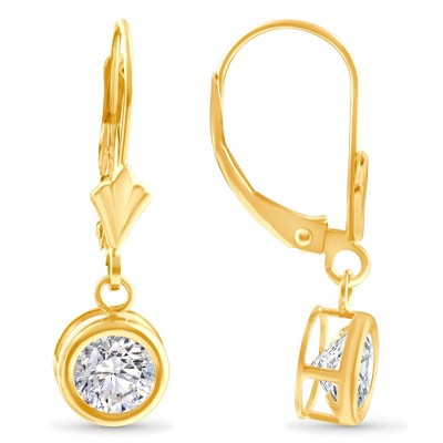 Pompeii3 1.80Ct Diamond Lab Created Dangle Lever Back Hoop Earrings 14k Yellow Gold