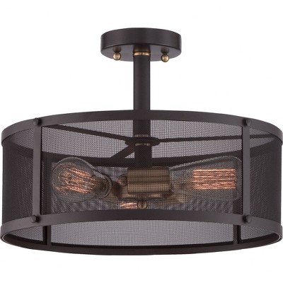 Quoizel Lighting Union Station 3 - Light Semi-Flush Mount in  Western Bronze