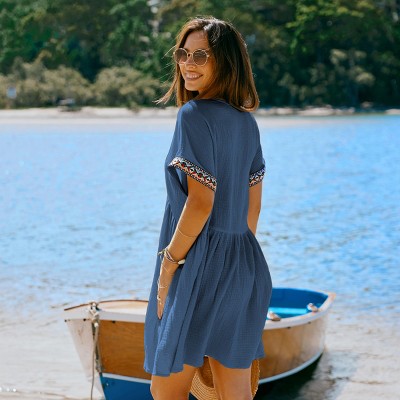 Women's Boho Chic Embroidered V-Neck Beach Dress -Cupshe - image 2