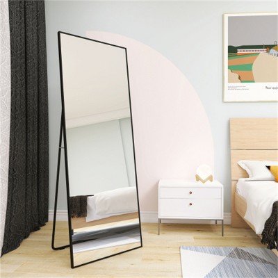 Bowen 64.17 in. H x 21.26 in. W Oversized Rectangle Black Aluminum Frame  Full-Length Mirror-The Pop Home