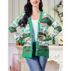 Coolmee Fall Sweater Cardigan for Women Long Sleeve Holiday Graphic Outerwear Button Down Open Front Cardigan Coat - 3 of 4
