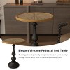 19.9'' Round End Table,French Country Pedestal Accent Table,Retro Wood Coffee Table with Metal Base for Living Room-Baofuwish - 3 of 4