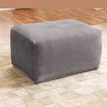 Stretch Pique Oversized Ottoman Slipcover Flannel Gray - Sure Fit