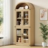 72" Tall Arched Farmhouse Bookcase with Doors, Wooden Display Cabinet with Storage Shelves - 2 of 4