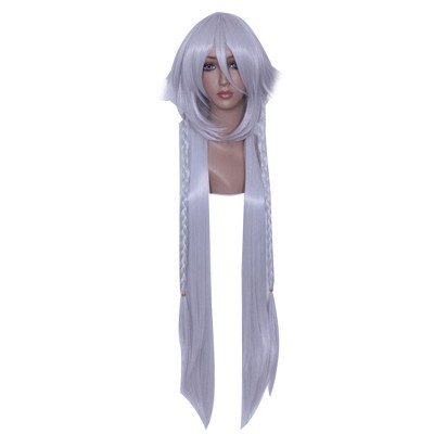 Unique Bargains Women's Wigs 39" White with Wig Cap Long Hair