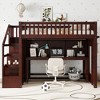 Twin/Full Size Loft Bed with Movable Desk, Storage Stairs & Shelves - ModernLuxe - 3 of 4
