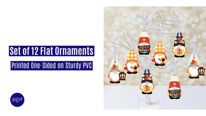 Big Dot of Happiness Fall Gnomes - Autumn Harvest Decorations - Tree Ornaments - Set of 12, 2 of 10, play video