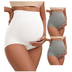 INSPIRE CHIC 3 Packs Women's High Waist Maternity Briefs Butt Lifter Seamless Comfortable Pregnancy Ladies Panties - 1 of 4