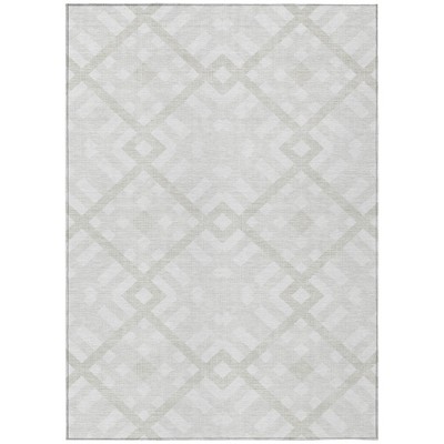 Ivory Beige And Tan Geometric Washable Indoor Outdoor Area Rug