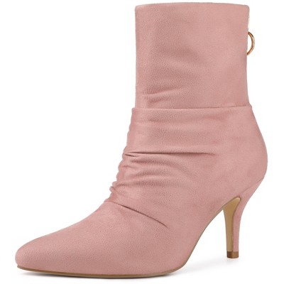 Allegra K Women's Pointy Toe Back Zip Stiletto Heel Ankle Boots
