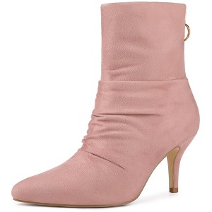 Allegra K Women's Pointy Toe Back Zip Stiletto Heel Ankle Boots - 1 of 4