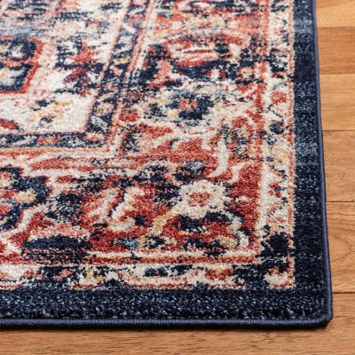 Charleston Navy and Red Synthetic 8' x 10' Area Rug