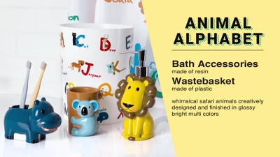 White Plastic Animal Alphabet Kids' Wastebasket
