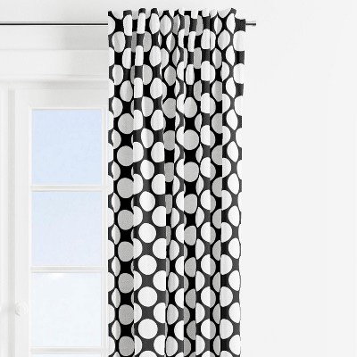 Bacati Large Dots Black Curtain Panel, Black And White Polka Dot Curtains