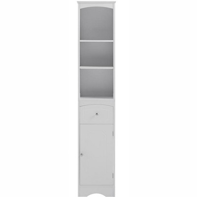 OUTSUPPLY Tall Bathroom Cabinet, Freestanding Storage Cabinet with Drawer, MDF Board, Adjustable Shelf