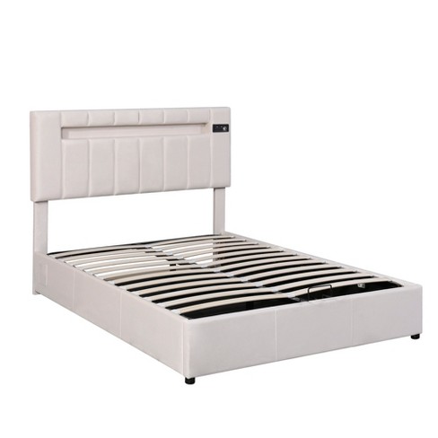 Upholstered Full Size Bed With Led Light, Bluetooth Player And Usb ...