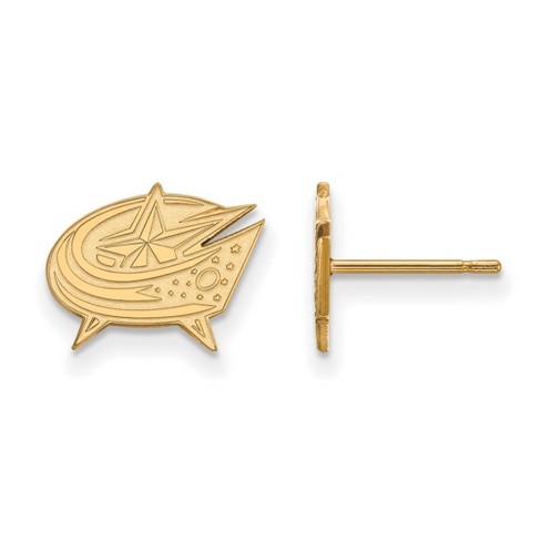 Black Bow Jewelry 14k Yellow Gold Plated Sterling Silver Columbus Blue Jackets NHL Stud Earring - image 1 of 3