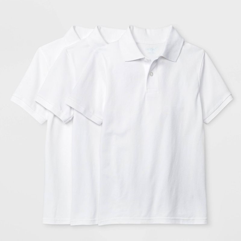 Boys&#39; 3pk Short Sleeve Pique Uniform Polo Shirt - Cat &#38; Jack&#8482; White, 1 of 2