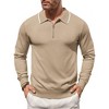 COOFANDY Men's Knit Polo Shirt Long Sleeve Quarter Zip Polo Sweater Casual Golf Shirts Vintage Striped Collar Polo - 4 of 4