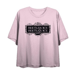 Beetlejuice Beetlejuice Black Sign Logo Women's Crop Tee - 1 of 2