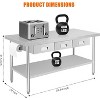 60" X 24" Stainless Steel Workbench, Metal Dining Prep Table, with 2 Drawers, Paper Towel Holder, Metal Dining Prep Table, Kitchen Islands - 2 of 4