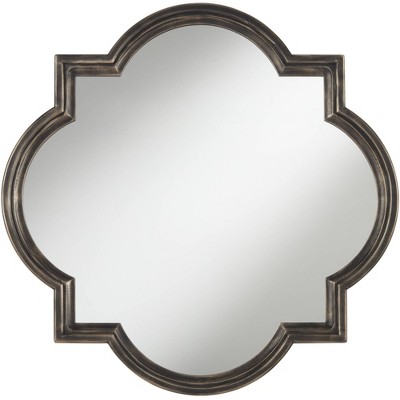 Uttermost Round Vanity Quatrefoil Wall Mirror Rustic Oil Rubbed Bronze Brown Layered Wood Finish Frame 34" Wide Bedroom Living Room Home