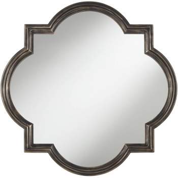 Uttermost Quatrefoil Vanity Wall Mirror Rustic Oil Rubbed Bronze Layered Wood Frame 34" Wide for Bathroom Bedroom Living Room Home Office Entryway